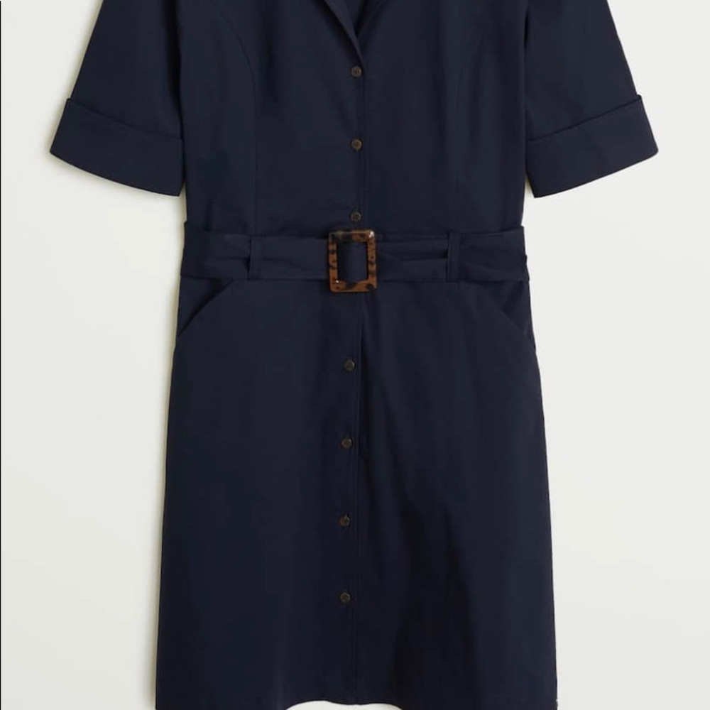 Mango great navy dress shirt with belt